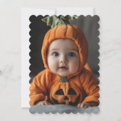 Invitation Cute Photo Petit Citrouille Première fête d'annive (Dos)