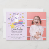 Invitation Cute Photo Unicorn Chat Anniversaire de enfant Par (Devant)
