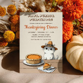 Invitation Cute Pilgrim Cat Purrfect Thanksgiving Dinner