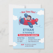 Invitation Cute pilote hélice avion Boys fête d'anniversaire (Devant)