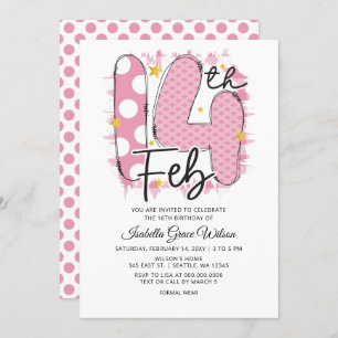 Invitation Cute Pink 14 février Saint-Valentin Anniversaire