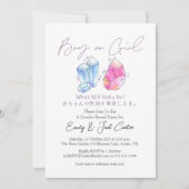 Invitation Cute Pink and Blue Crystal Gem Gender Reveal (Devant)