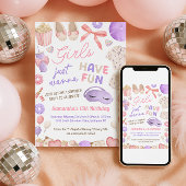 Invitation Cute Pink and Purple Slumber Party Birthday