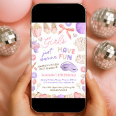 Invitation Cute Pink and Purple Slumber Party Birthday