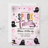 Invitation Cute Pink Black Spooktacular Halloween Birthday (Devant)