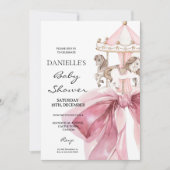 Invitation Cute Pink Bow ⎮Carousel Girl Baby Shower (Devant)