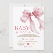 Invitation Cute Pink Bow Coquette Baby Sprinkle Baby Shower (Devant)