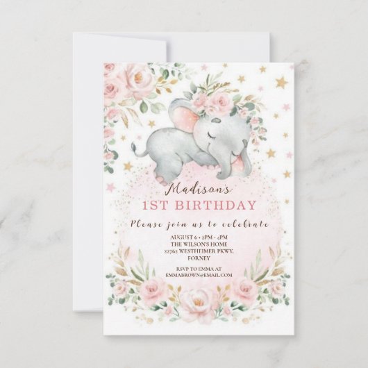 Invitation Cute Pink Bow Coquette primer cumpleaños (Devant)