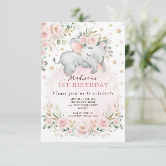 Invitation Cute Pink Bow Coquette primer cumpleaños (Debout devant)