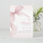 Invitation Cute Pink Bow Girl 15th Winter Birthday Party (Debout devant)