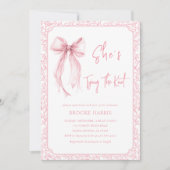 Invitation Cute Pink Bow She's Tying The Knot Bridal Shower (Devant)