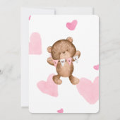 Invitation Cute Pink Bow Teddy Bear Shower Welcome (Dos)