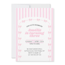 Cute Pink Coquette Bow 3rd Birthday Girl 