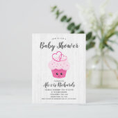 Invitation Cute Pink Cupcake Kawaii Baby Shower (Debout devant)