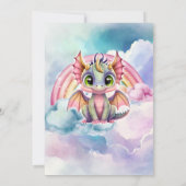Invitation Cute Pink Dragon 1ère fête d'anniversaire (Dos)