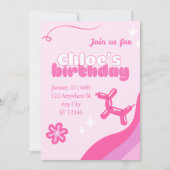 Invitation Cute pink editable birthday invite (Devant)
