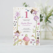 Invitation Cute Pink fairy Coquette primer cumpleaños (Debout devant)