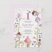 Invitation Cute Pink fairy Coquette primer cumpleaños (Devant / Derrière)