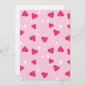 Invitation Cute Pink Heart Lollipop Seamless Pattern (Devant / Derrière)