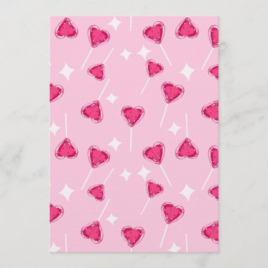 Invitation Cute Pink Heart Lollipop Seamless Pattern (Devant)