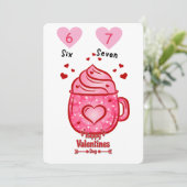 Invitation Cute Pink Heart Mug Valentine's Day Greeting Card (Debout devant)