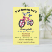 Invitation Cute pink kids bicycle cartoon illustration (Debout devant)