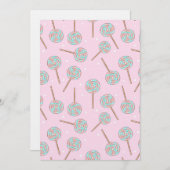 Invitation Cute Pink Pastel Lollipop Seamless Pattern (Devant / Derrière)