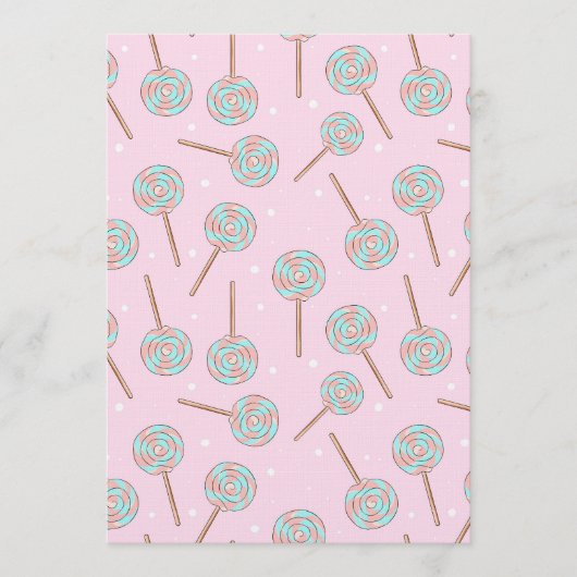 Invitation Cute Pink Pastel Lollipop Seamless Pattern (Devant)