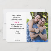Invitation Cute Pink Pig Couple Save the Date | Back Photo (Dos)