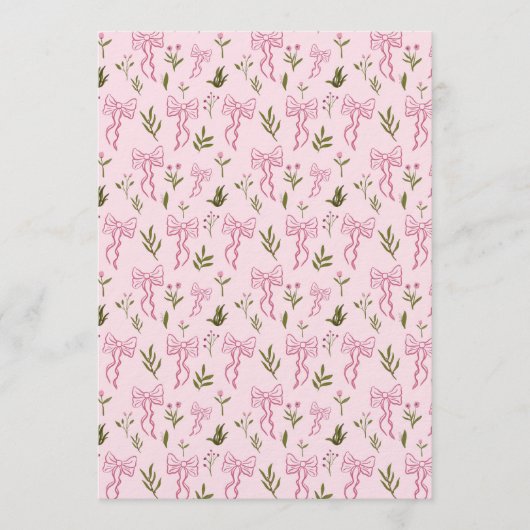 Invitation Cute Pink Ribbon Floral Seamless Pattern (Devant)