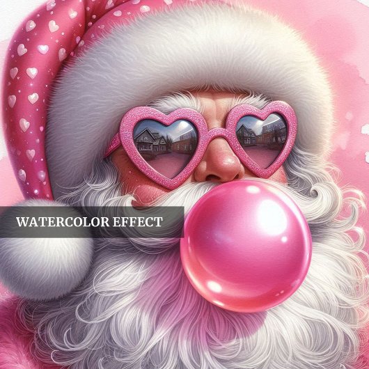 Invitation Cute Pink Santa Bubble Gum Funny Christmas Invite