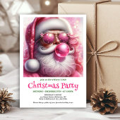 Invitation Cute Pink Santa Bubble Gum Funny Christmas Invite