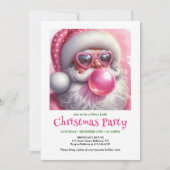 Invitation Cute pink santa bubble gum watercolor Christmas  (Devant)