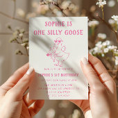 Invitation Cute Pink Silly Goose 1st Birthday