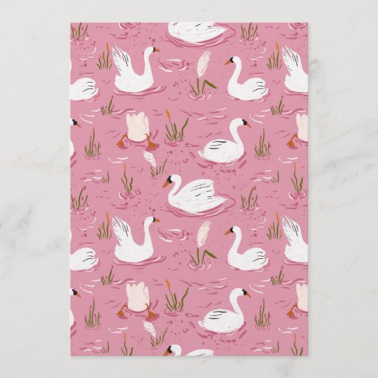 Invitation Cute Pink Swan Seamless Pattern (Devant)