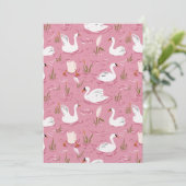 Invitation Cute Pink Swan Seamless Pattern (Debout devant)