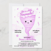 Invitation Cute Pink Tornado Thématique 4ème anniversaire Fêt (Devant)