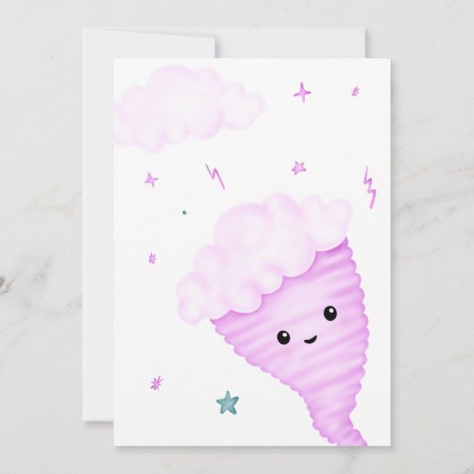 Invitation Cute Pink Tornado Thématique 4ème anniversaire Fêt (Dos)