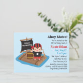 Invitation Cute Pirate Boy Boat Raft Anniversaire de enfant P (Debout devant)