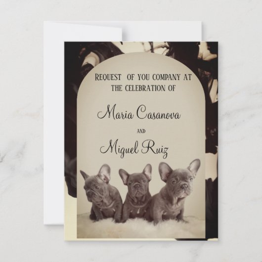 Invitation cute pitbull elegant party (Devant)