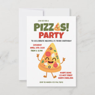 Invitation Cute Pizza fête d'anniversaire
