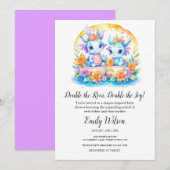 INVITATION CUTE PLANCHE FLORALE BÉBÉ DRAGONS BABY SHOWER JUME (Devant / Derrière)