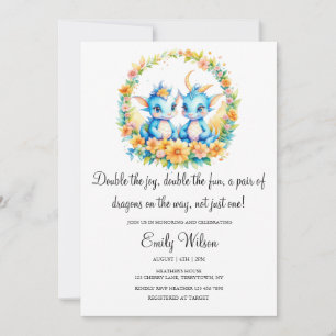 INVITATION CUTE PLANCHE FLORALE BÉBÉ DRAGONS BABY SHOWER JUME