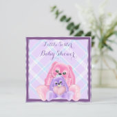 Invitation Cute Plushies Petit Baby shower Soeur (Debout devant)