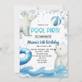 Invitation Cute polar bear winter pool theme invite (Devant)