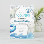 Invitation Cute polar bear winter pool theme invite (Debout devant)