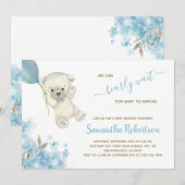 Invitation Cute Polar Ours Bleu Baby shower Garçon (Devant / Derrière)