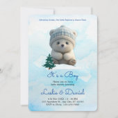 Invitation Cute Polar Ours Bleu Baby shower Son Garçon (Devant)