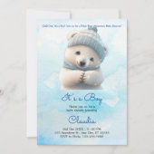 Invitation Cute Polar Ours Hiver Bleu Baby shower Son Garçon (Devant)