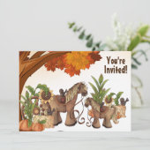 Invitation Cute Ponies Automne Cheval 1er Anniversaire (Debout devant)